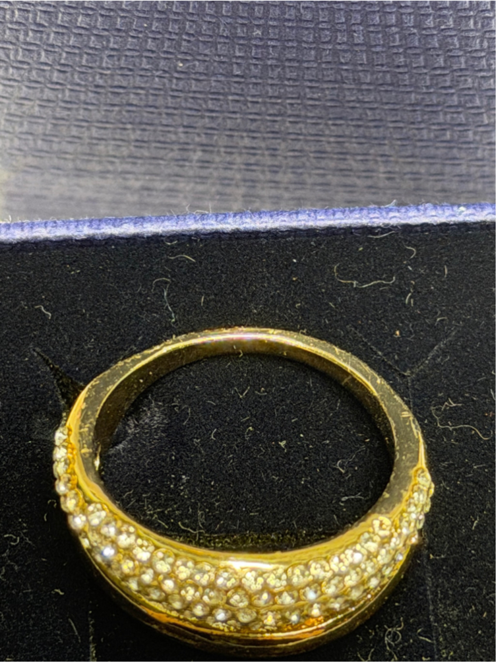Women's Swarovski Gold Tone Clear Crystal Pave Ring One Size - Picture 3 of 4